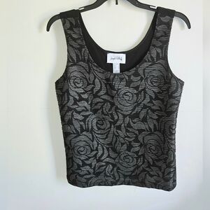 Joseph Ribkoff Black Rose Pattern Tank Top